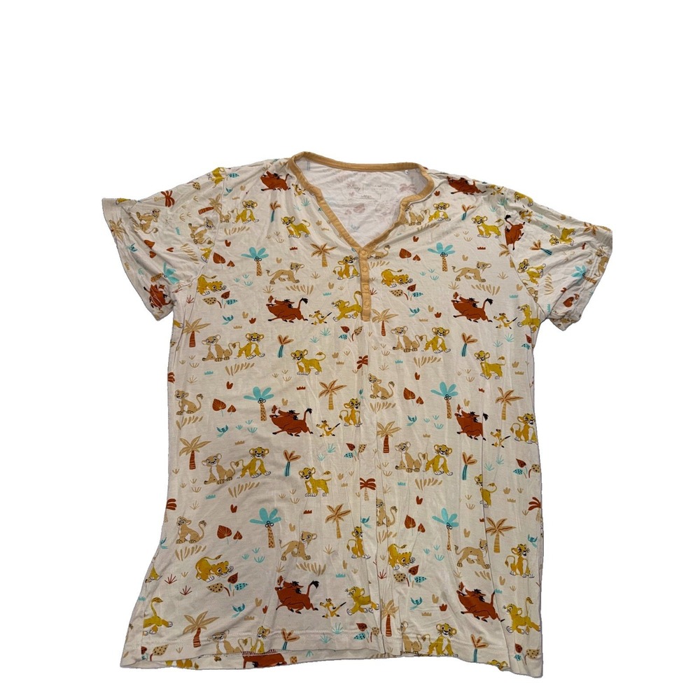 Disney Little Sleepies Lion King Bamboo Pajama Top Large Womens Henley Shirt